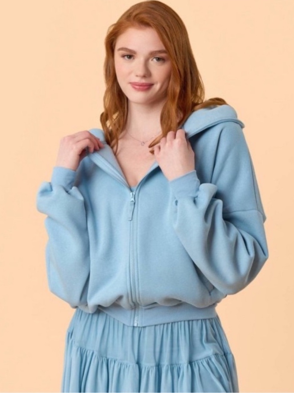 Blogilates Women’s Marshmallow Full Zip Hooded Sweatshirt - Blue Size XL NWT